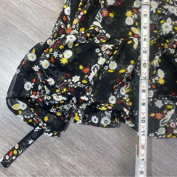 Nordstrom‎ Black Floral Sheer Ruffle Mini Dress NWT Long Sleeve Size Small - Picture 9 of 11